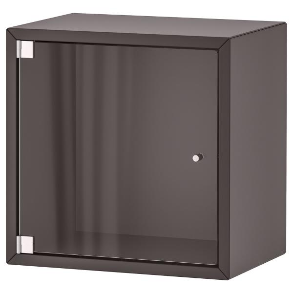 [IKEA/イケア/通販]EKET エーケト ウォールキャビネット ガラス扉付, ダークグレー, 3...