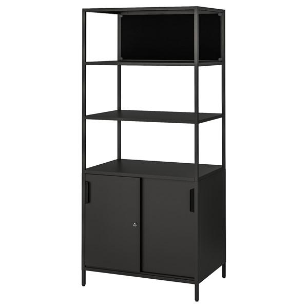 【IKEA/イケア/通販】TROTTEN トロッテン キャビネット 引き戸/掲示板付き, チャコール...