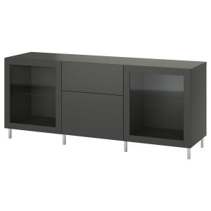 [IKEA/イケア/通販]BESTA ベストー 収納コンビネーション 引き出し付, ダークグレー ラップヴィーケン/シンドヴィーク ダークグレー, 180x42x74 cm[14](29535884