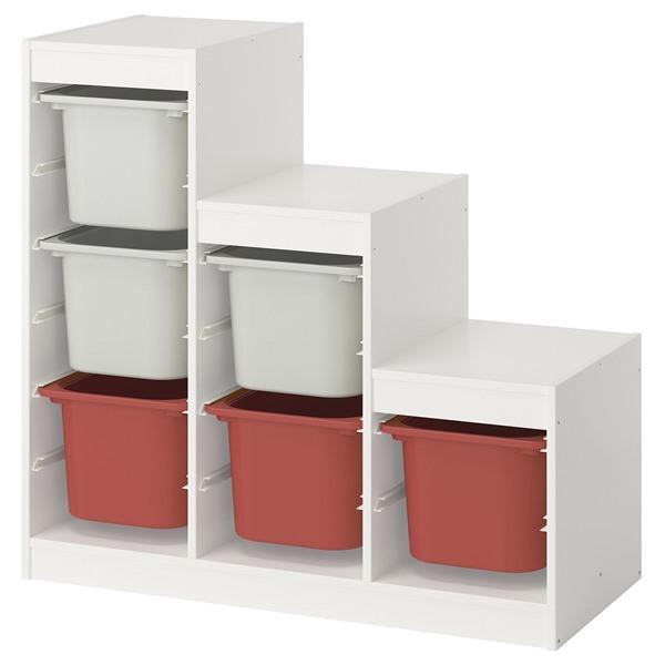 [IKEA/イケア/通販]TROFAST トロファスト収納コンビネーション, ホワイト グレー/レッ...