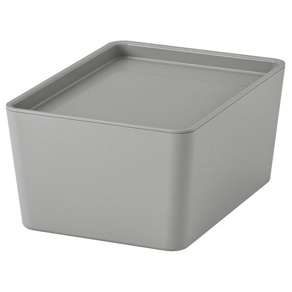 [IKEA/イケア/通販]KUGGIS クッギスふた付きボックス, ライトグレー,13x18x8 c...
