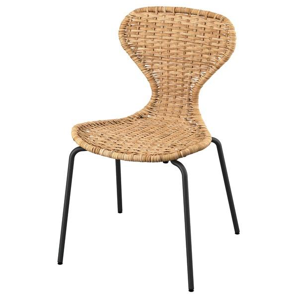 [IKEA/イケア/通販]SKALSTA スコールスタチェア, 籐/チューブ状金属/ブラックグレー[...