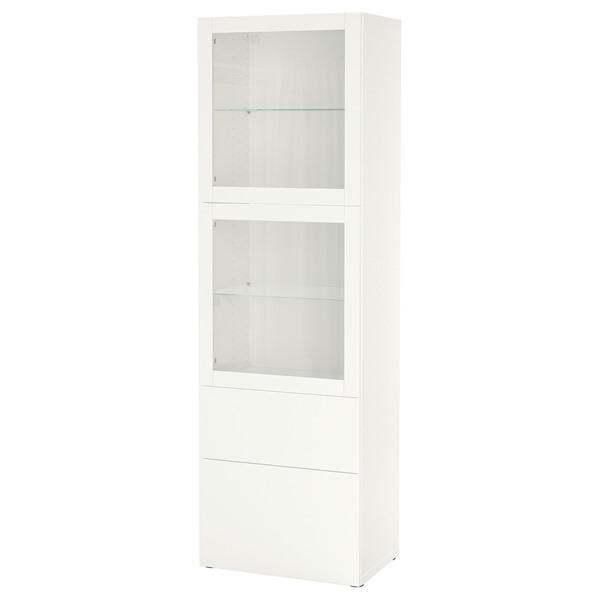 [IKEA/イケア/通販]BESTA ベストー収納コンビネーション ガラス扉付き, ホワイト/ラップ...