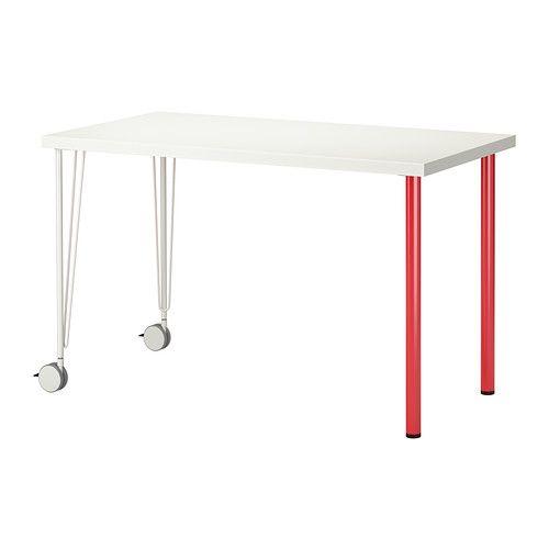 IKEA/イケア LINNMON/KRILLE テーブル, ホワイト, レッド