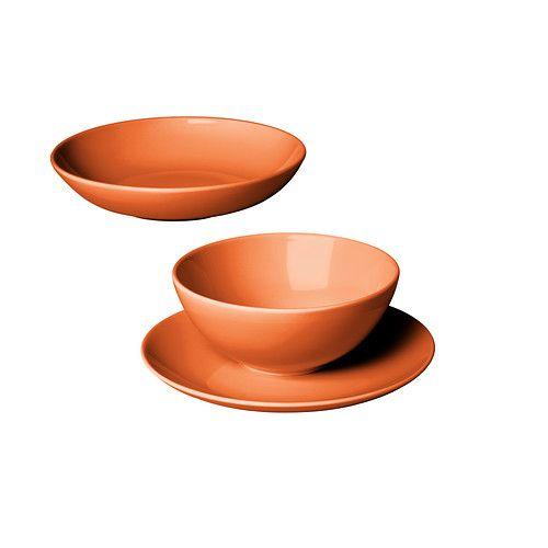 IKEA/イケア FARGRIK 食器18点セット, オレンジ