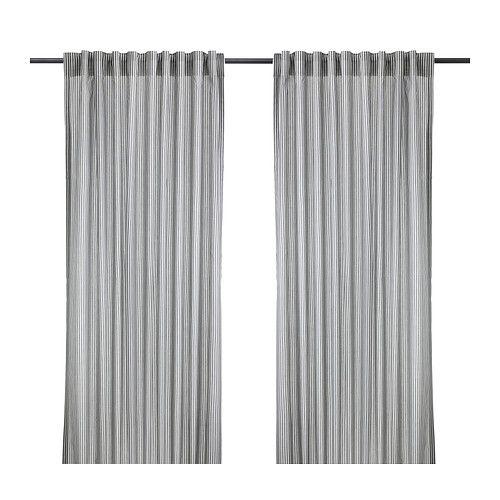 IKEA/イケア GULSPORRE カーテン1組, ホワイト, グレー