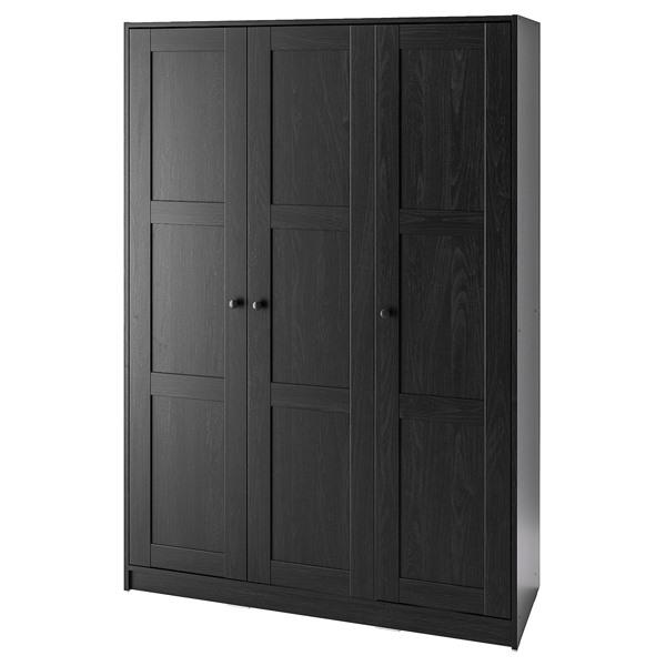 【IKEA/イケア/通販】RAKKESTAD ラッケスタード ワードローブ 扉3枚付き, ブラックブ...