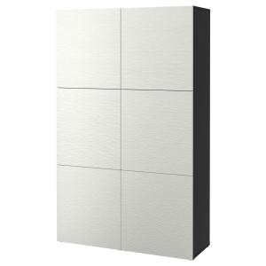 [IKEA/イケア/通販]BESTA ベストー 収納コンビネーション 扉付, ブラックブラウン/ラクスヴィーケン ホワイト, 120x42x193 cm[24](39187431)