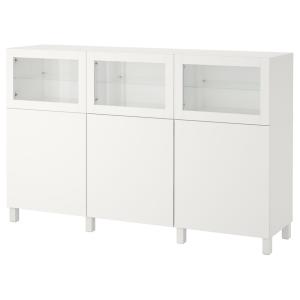 [IKEA/イケア/通販]BESTA ベストー 収納コンビネーション 扉付, ホワイト ラップヴィーケン/シンドヴィーク ホワイトクリアガラス, 180x42x112 cm[29](39208037)