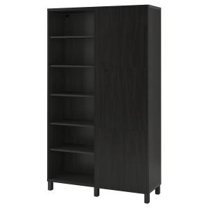 [IKEA/イケア/通販]BESTA ベストー 収納コンビネーション 扉付, ブラックブラウン/ラップヴィーケン/ストゥッバルプ ブラックブラウン, 120x42x202 cm[21](39301