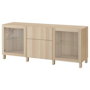 [IKEA/イケア/通販]BESTA ベストー 収納コンビネーション 引き出し付, ホワイトステインオーク調 ラップヴィーケン/シンドヴィーク/ストゥッバルプ ホワイトステ