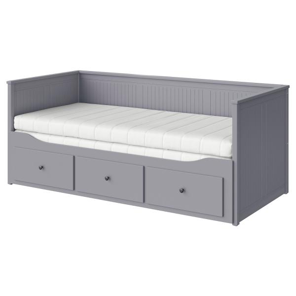 [IKEA/イケア/通販]HEMNES ヘムネス デイベッド 引き出し3/マットレス2付き, グレー...
