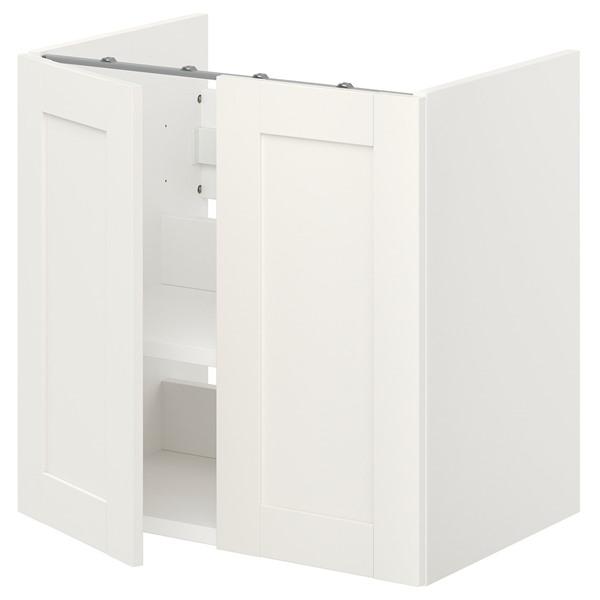 [IKEA/イケア/通販]ENHET エーンヘートベースキャビネット 洗面台用 棚板/扉付き, ホワ...