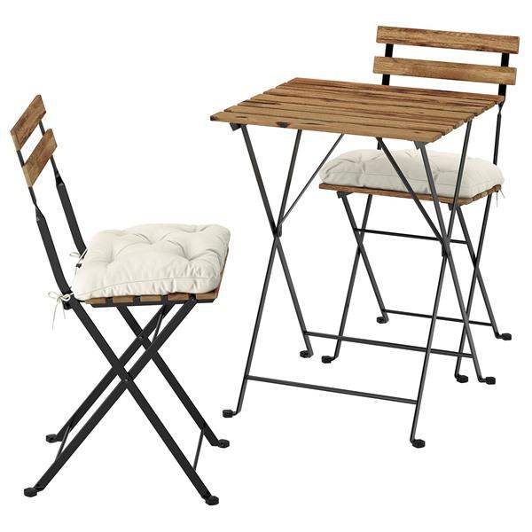 [IKEA/イケア/通販]TARNO テルノーテーブル＆チェア2脚 屋外用, ブラック/ライトブラウ...