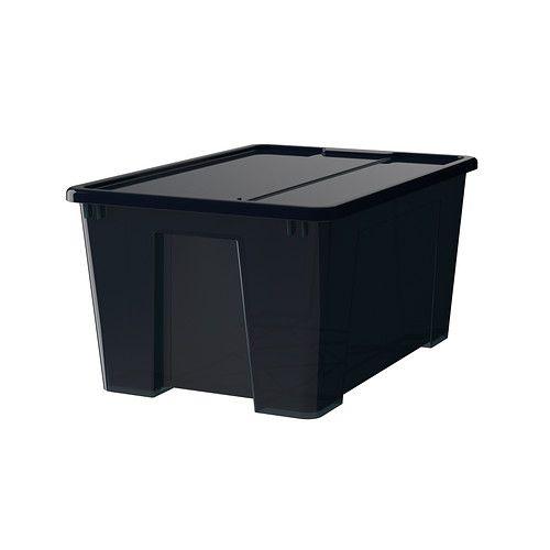 IKEA/イケア SAMLA ふた付きボックス, ブラック