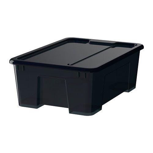 IKEA/イケア SAMLA ふた付きボックス, ブラック