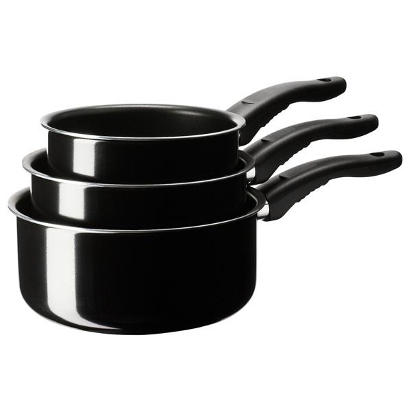【IKEA/イケア/通販】KAVALKAD キャヴァルカード 片手鍋3点セット, ブラック[B](4...