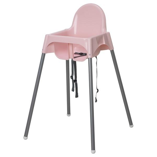 【IKEA/イケア/通販】ANTILOP アンティロープ ハイチェア 安全ベルト付き, ピンク/シル...