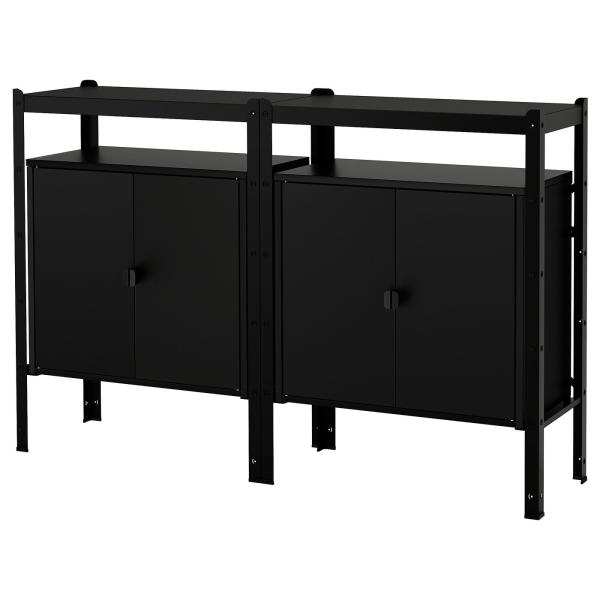 [IKEA/イケア/通販]BROR ブロール シェルフユニット キャビネット付, ブラック, 170...