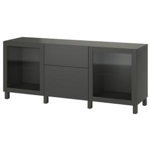 [IKEA/イケア/通販]BESTA ベストー 収納コンビネーション 引き出し付, ダークグレー ラップヴィーケン/シンドヴィーク/ストゥッバルプ ダークグレー, 180x42x74