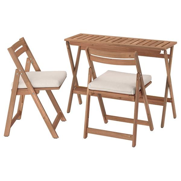 [IKEA/イケア/通販]NAMMARO ネッマローテーブル＆折りたたみチェア2脚 屋外用, 折りた...