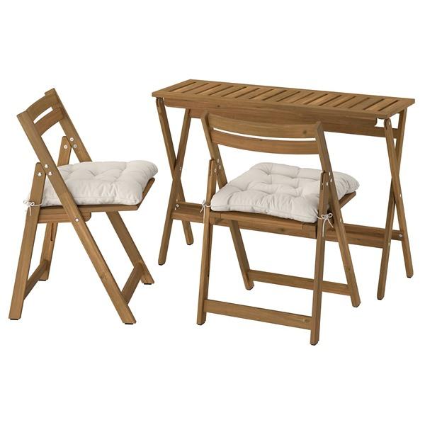 [IKEA/イケア/通販]NAMMARO ネッマローテーブル＆折りたたみチェア2脚 屋外用, 折りた...