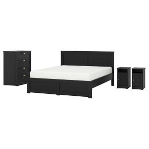 [IKEA/イケア/通販]FAGELFJALLET フォーゲルフィェレットベッドルーム家具4点セット, ブラック オーク調,140x200 cm[8](49620961)