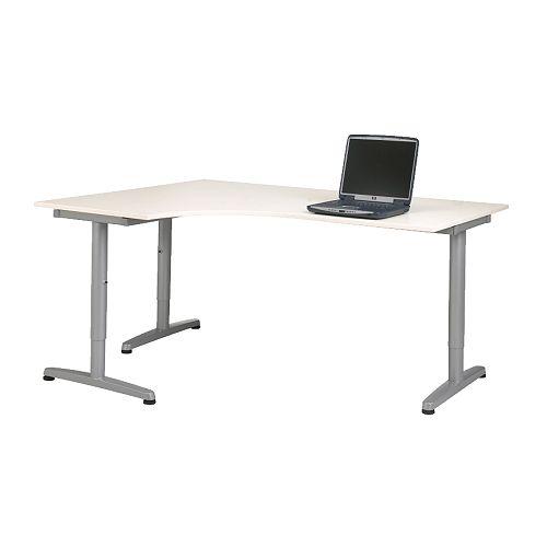 IKEA/イケア GALANT コーナーデスク 左, ホワイト, シルバーカラー