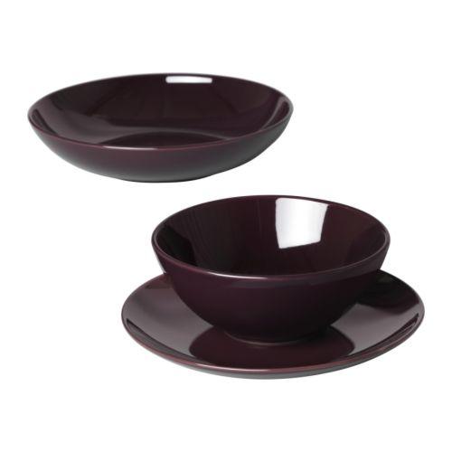 IKEA/イケア FARGRIK 食器18点セット, ダークライラック