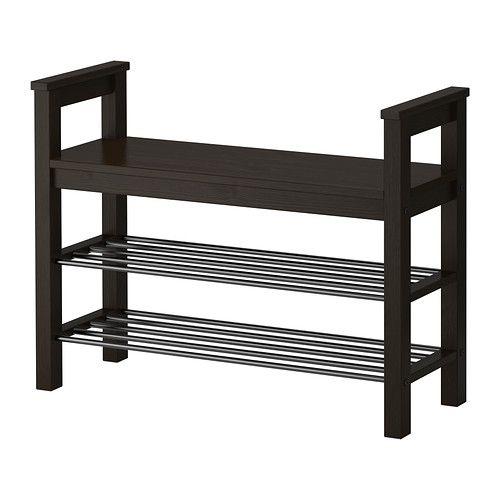 IKEA/イケア HEMNES ベンチ 靴収納付き, ブラックブラウン
