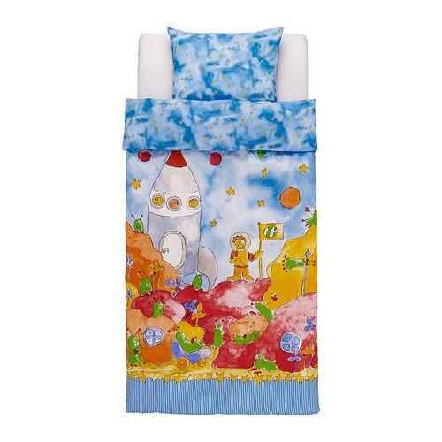 IKEA/イケア RYMDBAS 掛け布団カバー＆枕カバー, ブルー