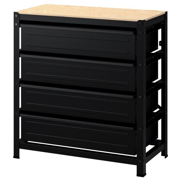 [IKEA/イケア/通販]BROR ブロール 作業台 引き出し付き, ブラック/パイン材合板, 85...