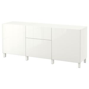 [IKEA/イケア/通販]BESTA ベストー 収納コンビネーション 引き出し付, ホワイト/セルスヴィーケン/ストゥッバルプ ハイグロス/ホワイト, 180x42x74 cm[14](59187