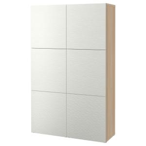 [IKEA/イケア/通販]BESTA ベストー 収納コンビネーション 扉付, ホワイトステインオーク調/ラクスヴィーケン ホワイト, 120x42x193 cm[24](59187454)