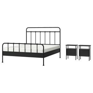 [IKEA/イケア/通販]STJARNO シェルノー / GRAFJALLET グローフェレットベッドルーム家具3点セット, チャコール,160x200 cm[3](59577641)