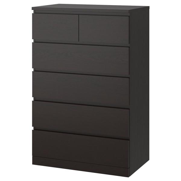 [IKEA/イケア/通販]MALM マルム チェスト（引き出し×6）, ブラックブラウン, 80x1...