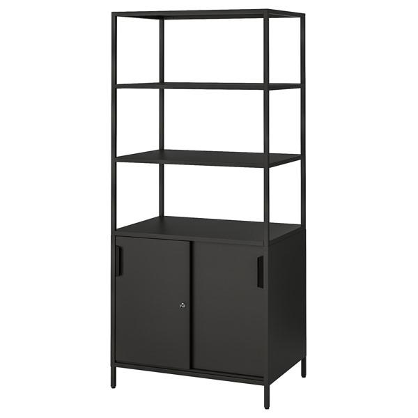 【IKEA/イケア/通販】TROTTEN トロッテン キャビネット 引き戸付, チャコール[IF](...
