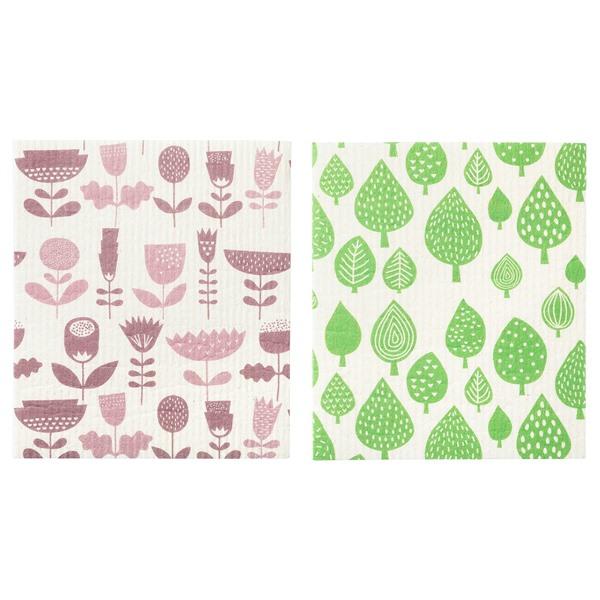 【IKEA/イケア/通販】NYRIVEN ニリヴェン ふきん, グリーン/ピンク[A](605247...