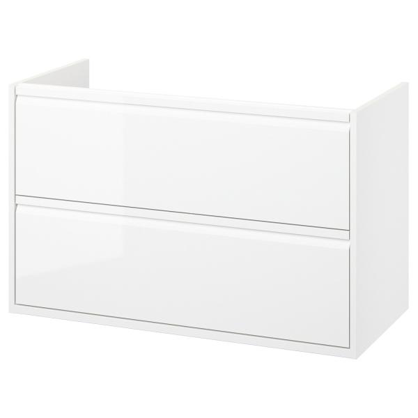 [IKEA/イケア/通販]ANGSJON エングショーン 洗面台 引き出し付き, ハイグロス ホワイ...