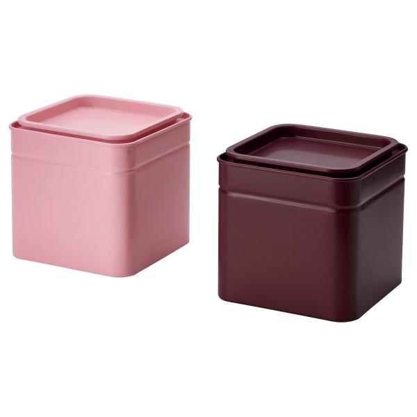 [IKEA/イケア/通販]BLOMNING ブロムニング 缶 ふた付き, ブラウンレッド/ピンク コ...