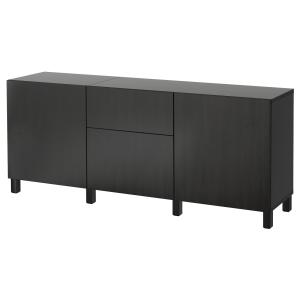 [IKEA/イケア/通販]BESTA ベストー 収納コンビネーション 引き出し付, ブラックブラウン/ラップヴィーケン/ストゥッバルプ ブラックブラウン, 180x42x74 cm[14](