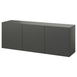 [IKEA/イケア/通販]BESTA ベストー 壁取り付け式キャビネットコンビネーション, ダークグレー/ラップヴィーケン ダークグレー, 180x42x64 cm[15](69535896)