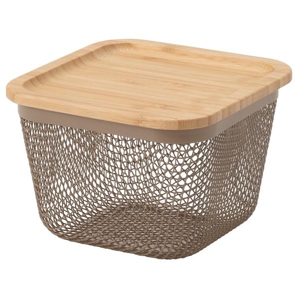 [IKEA/イケア/通販]IKEA 365+食品保存バスケット ふた付き, 正方形 メタル/ライトグ...
