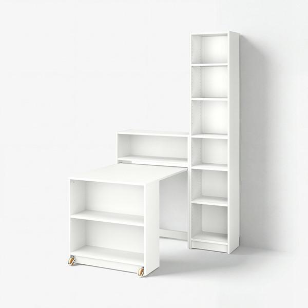 [IKEA/イケア/通販]BILLY ビリー本棚コンビネーション 折りたたみ式テーブル付き, ホワイ...