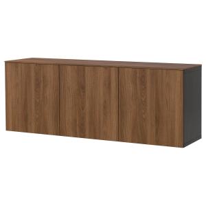 [IKEA/イケア/通販]BESTA ベストー 壁取り付け式キャビネットコンビネーション, ブラックブラウン/ラップヴィーケン ウォールナット調, 180x42x65 cm[16](696122