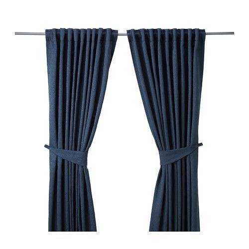 IKEA/イケア BLEKVIVA カーテン タッセル付き 1組, ブルー