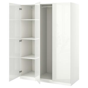 ■配達可■イケア　IKEA 収納家具　ワードローブ 2台セット パックス  ベリスボーとブリムネス ホワイト PAX パックス ワードローブフレーム2個セット, ホワイト, 150x58x201