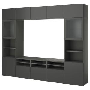 [IKEA/イケア/通販]BESTA ベストー テレビボード/ガラス扉, ダークグレー ラップヴィーケン/シンドヴィーク ダークグレー, 300x42x231 cm[37](79535834)