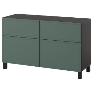 [IKEA/イケア/通販]BESTA ベストー 収納コンビネーション 扉/引き出し付き, ブラックブラウン/クルークマカーレ ダークグレーグリーン, 120x42x74 cm[16](796122