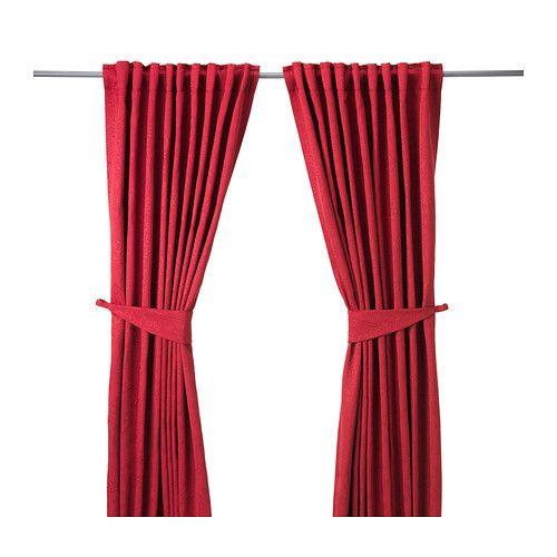IKEA/イケア BLEKVIVA カーテン タッセル付き 1組, レッド